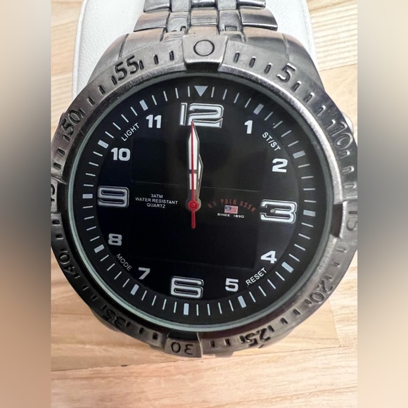 U.S. Polo Assn. Mens Watch Analog and Digital Light Stop Clock Gray Metal Band - Picture 5 of 12